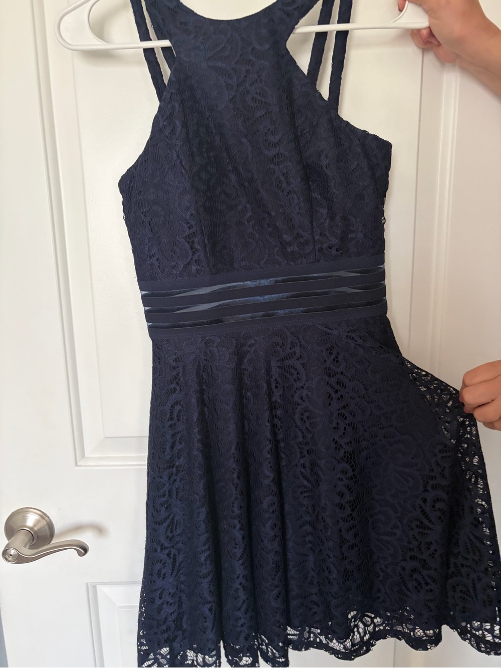 City Studio Navy Lace Halter Mini Dress
